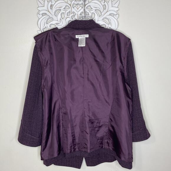 PLAZA SOUTH Women's 14 Jacket Skirt 2-Piece Suit Set 3/4 Sleeve PURPLE BLACK - Picture 5 of 16